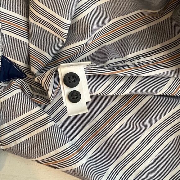 Banana Republic SzM 15-151/2 Blue and Orange Stripped Dress Shirt - Picture 12 of 12